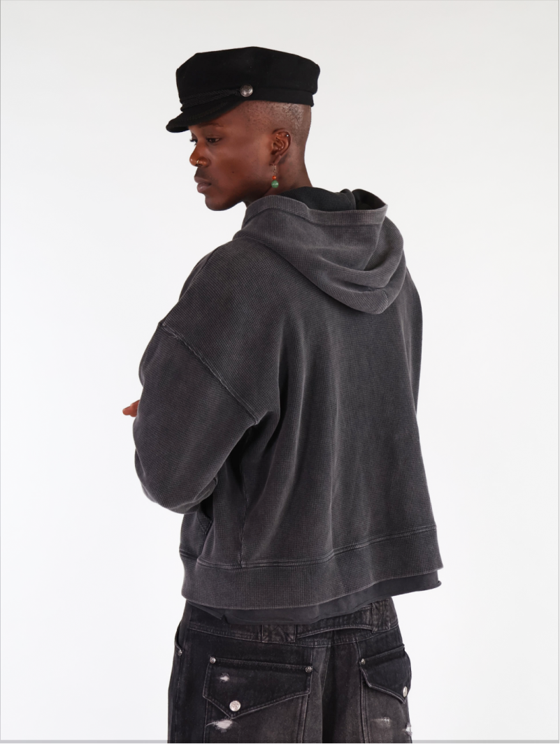 Waffle Wash Black Hoodie