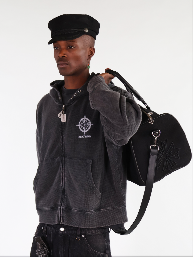 Waffle Wash Black Hoodie