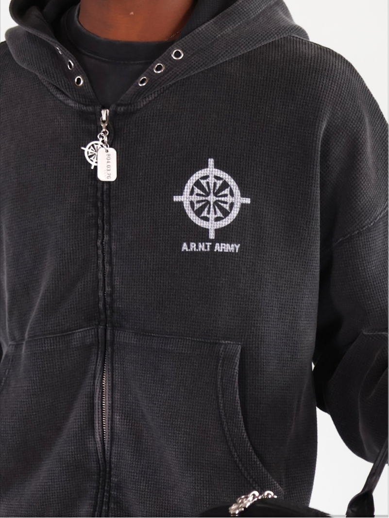 Waffle Wash Black Hoodie