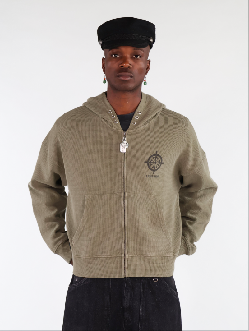 Waffle Olive Hoodie